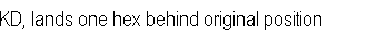 KD, lands one hex behind original position